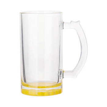 Bierkrug 470ml, Glas, Gelber Boden, für die Sublimation