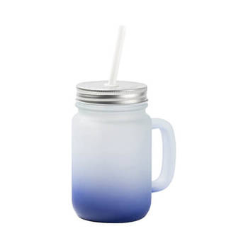 Glas mit Deckel , "Mason Jar", Satiniert, Blau, für die Sublimation