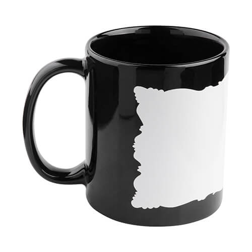 Tasse 330ml, Schwarz, mit weißem bedruckbaren Fenster, für die Sublimation