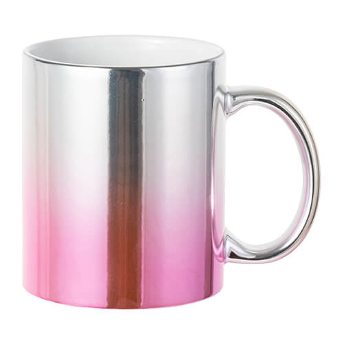 Tasse 330 ml, Plattiert, Silber-rosa Farbverlauf, für die Sublimation