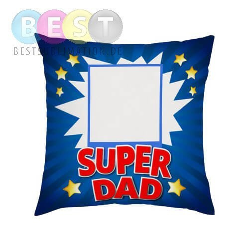 Zweifarbiger Kissenbezug, Satin, 38 x 38 cm, Super Dad, für den Sublimationsdruck