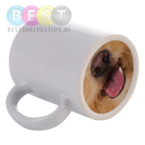 Tasse 330ml, Mit bedrucktem Boden, "Hundezunge", für die Sublimation