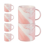 Tassen-Set, 6 Stck.  350 ml, Rosa Marmor, A+, für die Sublimation