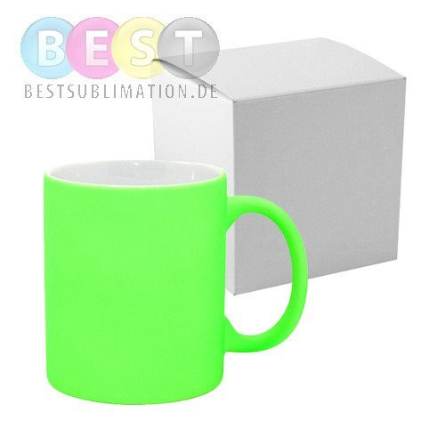 Tasse, Farbintensiv, Grün, Matt, mit Box, für die Sublimation