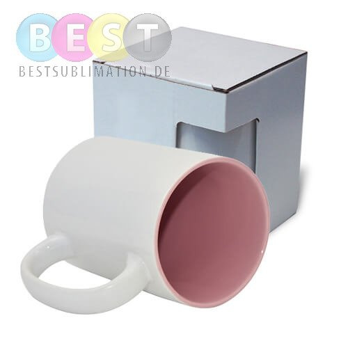 Tasse 450 ml, A+, rosa Innenseite, mit Box KAR5, für die Sublimation