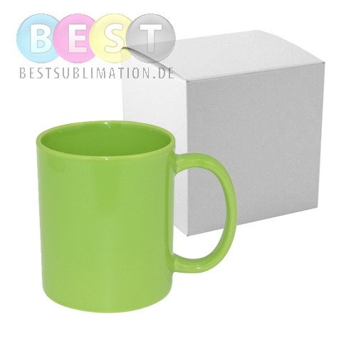 Tasse "FULL COLOR", Hellgrün, Glänzend, mit Box, für den Thermotransferdruck