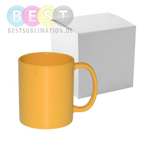 Tasse "FULL COLOR", Gelb, Glänzend, mit Box, für die Sublimation