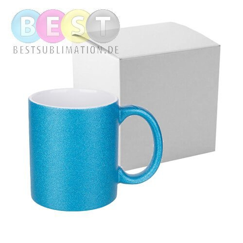 Tasse, mit Brokat, Blau, mit einzelner Box für die Sublimation