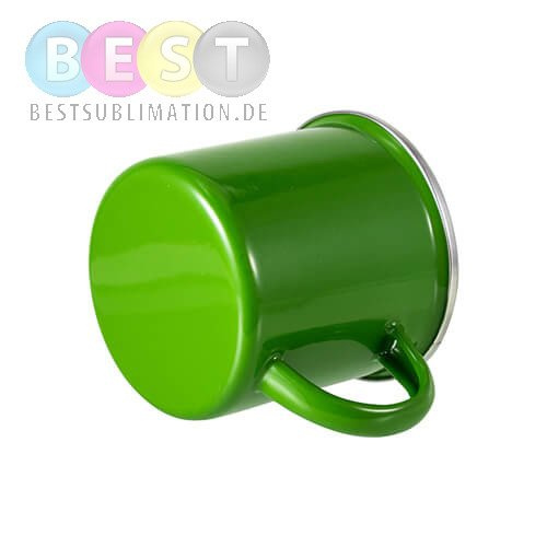 Becher 360 ml, Metall, emailliert, grün, für die Sublimation