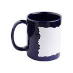 Tasse 330ml, Dunkelblau, mit weißem bedruckbaren Fenster, für die Sublimation