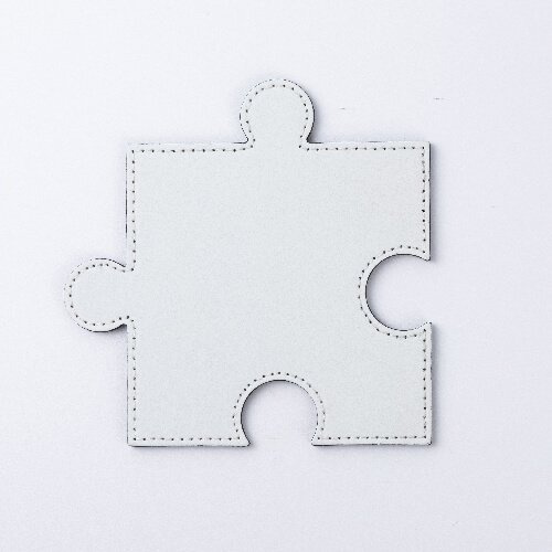 Tassenuntersetzer, Puzzleteil, Kunstleder, Weiß, für die Sublimation