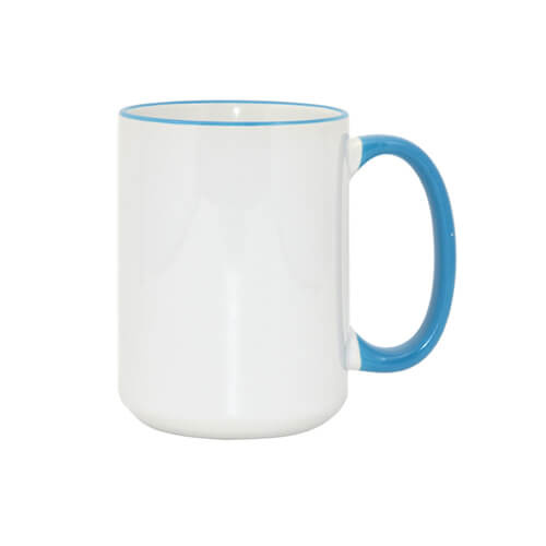 Tasse 450ml MAX, A+, hellblauer Griff und Rand, für die Sublimation