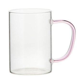 Tasse 360 ml, Glas, mit rosa Griff, für die Sublimation