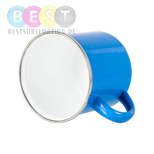 Becher 360 ml, Metall, emailliert, hellblau, für die Sublimation