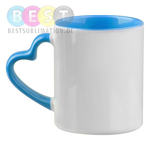 Tasse Funny, mit hellblauer Innenseite, Herzgriff, A+, für die Sublimation