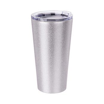 Tumbler-Becher, 480 ml, Edelstahl, Silber, Brokat, für den Sublimationsdruck.