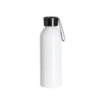 Sportliche Aluminium-Wasserflasche 750 ml weiß mit schwarzem Verschluss und Sublimationsstreifen