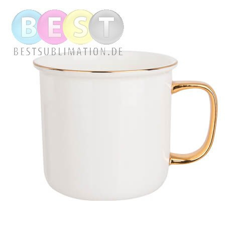 Becher 280 ml, goldfarbener Henkel und Rand, für die Sublimation