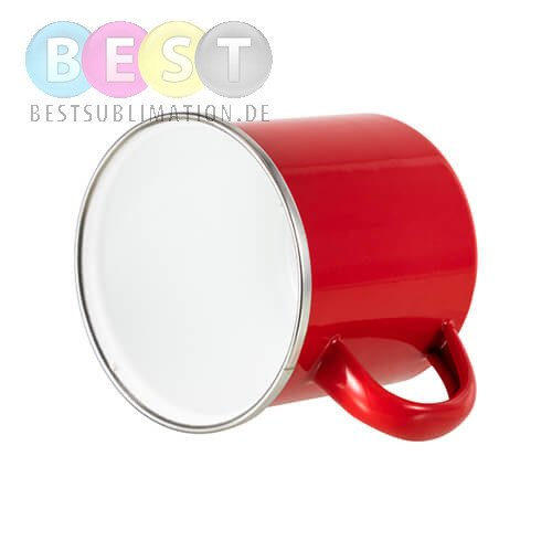 Becher 360 ml, Metall, emailliert, rot, für die Sublimation