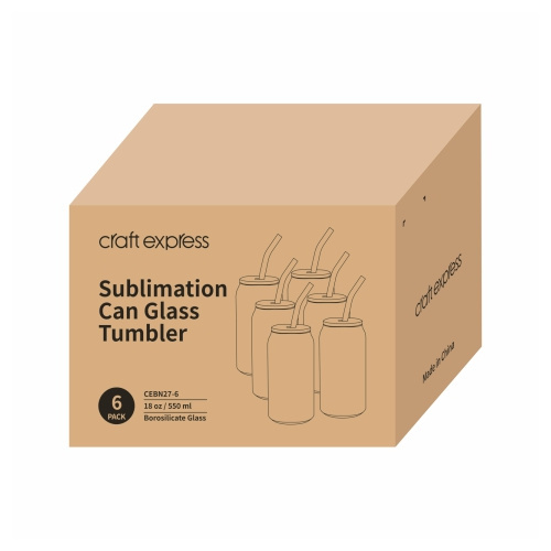 6er-Set, Gläser mit Deckel aus Bambus und Trinkhalm, 550 ml, Satiniert, für den Sublimationsdruck.