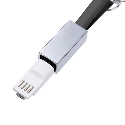 Schlüsselanhänger, Datenkabel Lightning, Schwarz, für den Sublimationsdruck