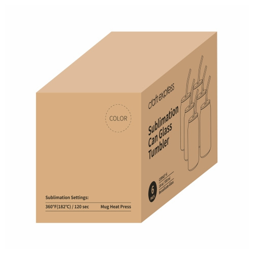 6er-Set, Gläser mit Deckel aus Bambus und Trinkhalm, 550 ml, Satiniert, für den Sublimationsdruck.