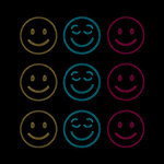 Blatt mit Zirkonia, 9 Smileys, für den Thermotransfer