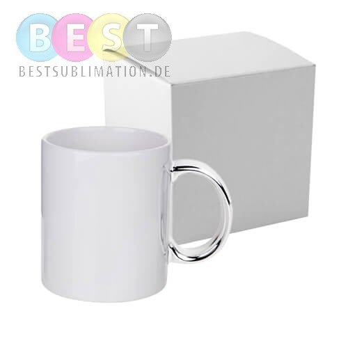 Tasse 330ml, Mit silbernem Griff, mit einzelner Box für die Sublimation