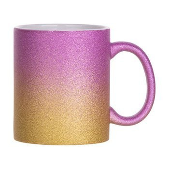 Tasse, 330 ml, mit Brokat, Rosa-Gold-Farbverlauf, für die Sublimation