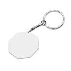 Schlüsselanhänger, Achteck, 43 mm, Kunststoff, Weiß, für den Sublimationsdruck