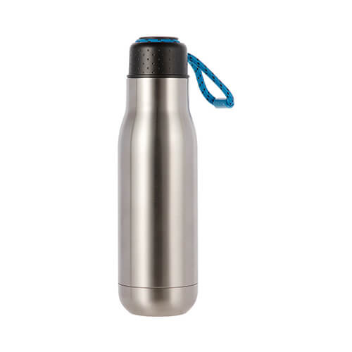 Trinkflasche, 500 ml, Metall, mit Schlinge, Silber, für den Sublimationsdruck.