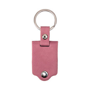 Schlüsselanhänger, Metall in Kunstleder, Rechteck, Rosa, für den Sublimationsdruck.