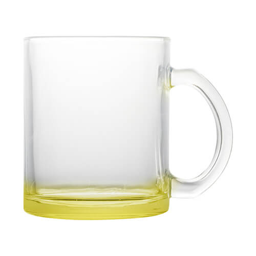 Tasse 330 ml, Glas, Limonglber Boden, für die Sublimation