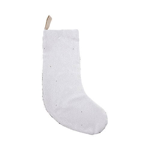 Weihnachtsstrumpf, Pailletten, Weiß, für den Sublimationsdruck