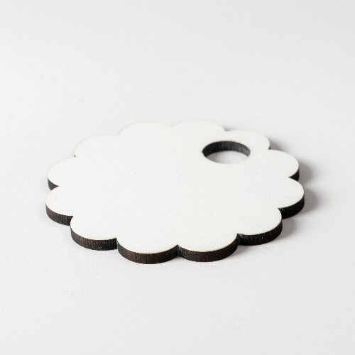 Namensplakette für Becher 480 / 600 / 540 / 750 ml, Hartfaser, Zahnrad, für die Sublimation