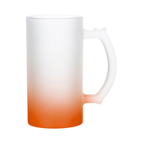 Bierkrug 470 ml, Glas, satiniert, Orange, für die Sublimation