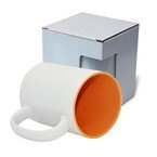 Tasse 450 ml, A+, orangene Innenseite, mit Box KAR5, für die Sublimation