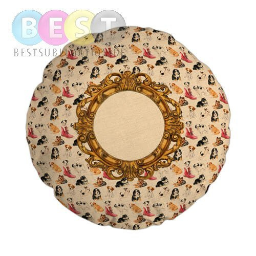 Kissenbezug, Leinen, Ø 60 cm, Hunde, für den Sublimationsdruck