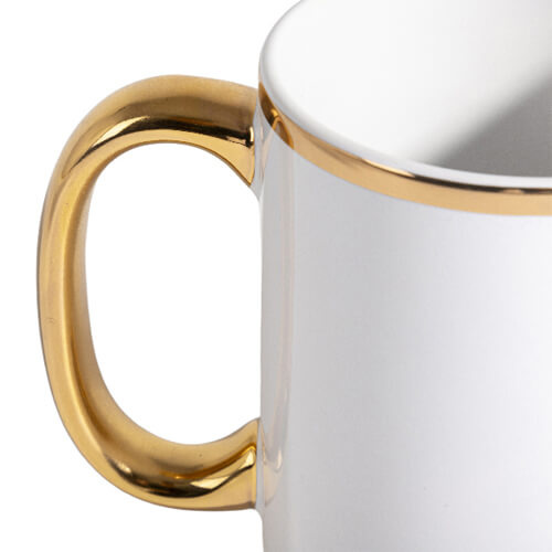 Becher 450 ml, goldfarbener Henkel und Rand, für die Sublimation