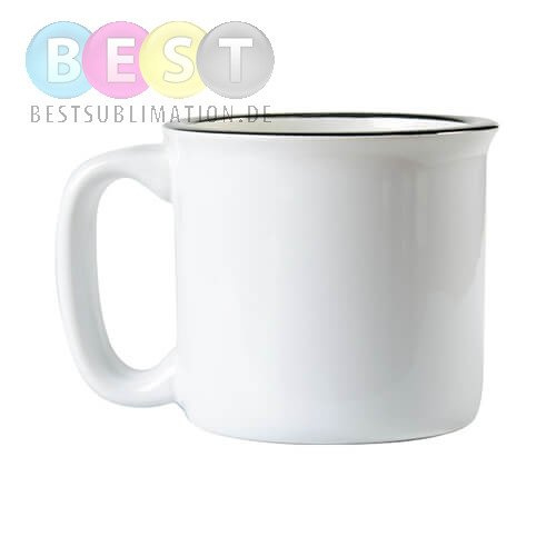 Becher 400ml, Keramik, emailliert, Weiß, für die Sublimation