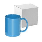 Tasse "FULL COLOR", Hellblau, Glänzend, mit Box, für den Thransferdruck