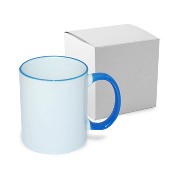 Tasse 330ml, A+, meeresblauer Griff und Rand, mit Box, für die Sublimation