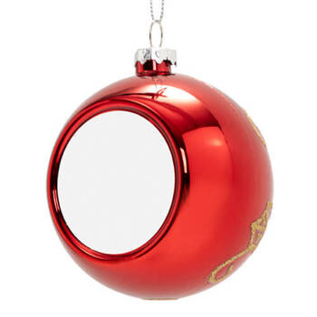 Christbaum-Anhänger, Ø 8 cm, Rot, goldene Blumen, für den Sublimationsdruck