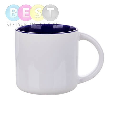 Tasse 400 ml, dunkelblaue Innenseite, für die Sublimation