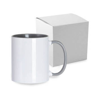 Tasse Funny, mit grauer Innenseite und Griff, mit Box, JS-Beschichtung, für die Sublimation
