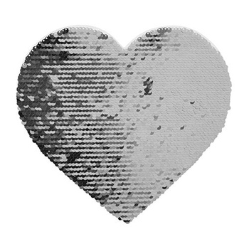Pailletten, Zweifarbig, Zur Aufbringung auf Textilien, Herz, Silber, 22 x 19,5 cm, Weißer Hintergrund
