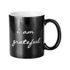 Zaubertasse 330ml, Gravurtext "I am grateful", Schwarz, für die Sublimation