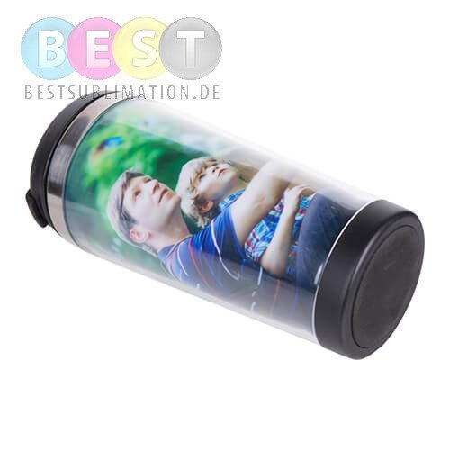 Tumbler, 450 ml, Edelstahl, mit Foto-Einlage, für den Sublimationsdruck