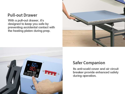 OtterPro Flachpresse 80 x 100 cm mit ausziehbarer Tischplatte