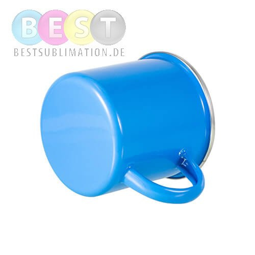 Becher 360 ml, Metall, emailliert, hellblau, für die Sublimation